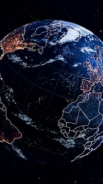 3D Satellite Globe Visualization Focusing on Switzerland and European Alps Vertical