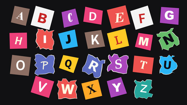 Alphabet Collection Scattered: A vibrant and playful assortment of alphabet letter tiles, each with a distinct color and textured edge, are scattered randomly, forming a creative visual display.