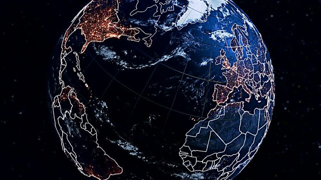 Dynamic 3D Planet Earth Flyby Highlighting Netherlands and North Sea Coast Widescreen