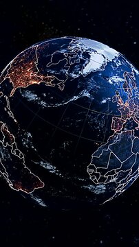 Captivating 3D Digital Globe Animation Highlighting Belgium and Western Europe Vertical