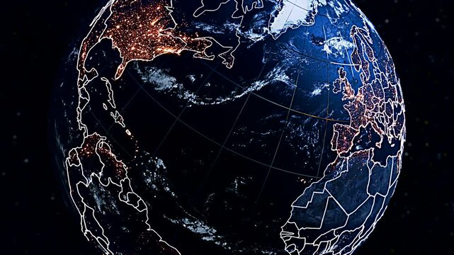 Cinematic 3D Planet Earth Flyby Focusing on United Kingdom and European Borders Widescreen