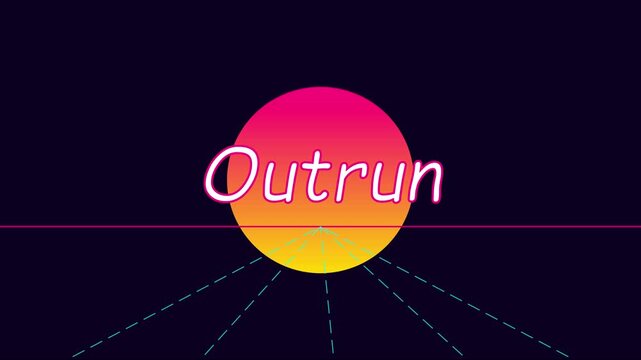 Retro outrun synthwave sunset animation with neon aesthetic and 80s cyberpunk horizon grid motion 4k background