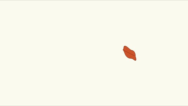 Minimalist red leaf falling animation on clean 4k white background, for motion falling, leaf autumn motion minimalist