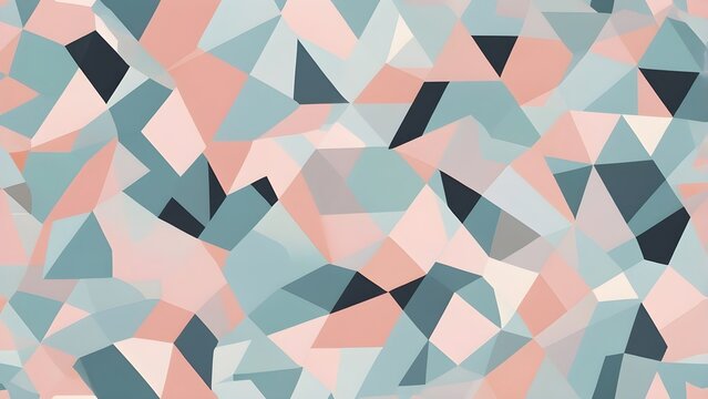 Modern Abstract Geometric Pattern Background with Muted Pastel Pink and Teal Polygons. Seamless Creative Design Texture.