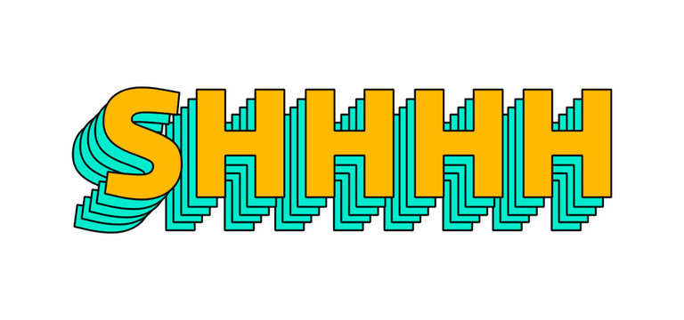 Shhhh png retro multilayered typography sticker