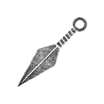 Monochrome sketch kunai icon design