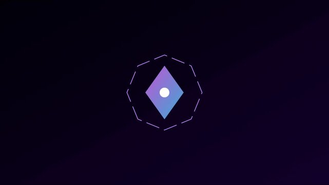 Minimalist diamond reveal animation with pulsing geometric lines and gradient effects 4k