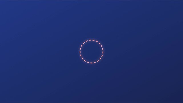 Minimalist loading spinner animation with rotating dashed circle on blue 4k background, progress waiting