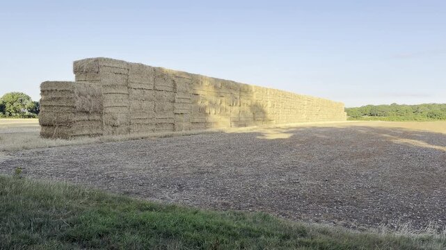 Massive rural hay stack countryside landscape aerial