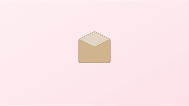 Animated open envelope with heart symbol appearing for love message or romantic notification animation 4k