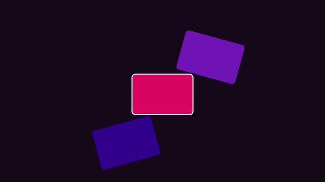 Minimalist abstract motion with floating colorful rectangles on dark animation 4k background, motion minimalist
