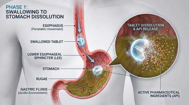 Tablet Dissolving in Stomach