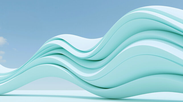 Abstract layered blue waves on light background