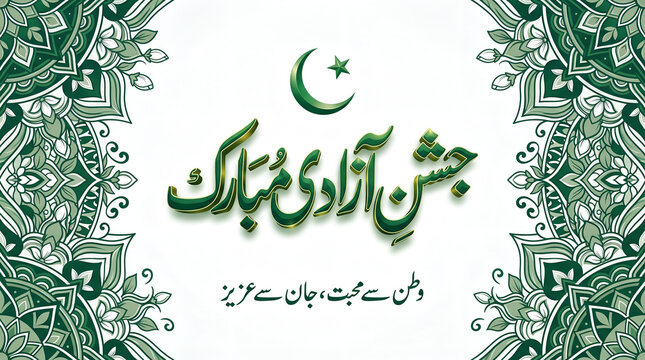 Elegant Jashn E Azadi Urdu Greeting With Jasmine