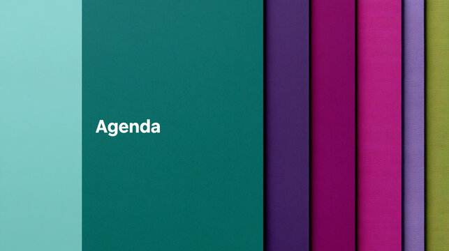 Agenda presentation with colorful vertical panels