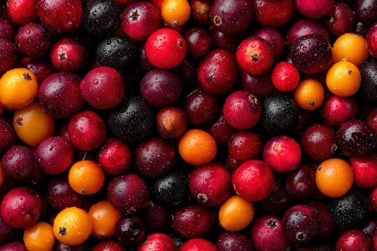 Dense Wild Sour Berry Texture with Cranberries and Currants