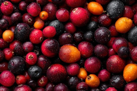 Dense Wild Sour Berry Texture with Cranberries and Currants