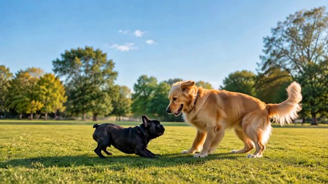 4K footage of dogs sniffing each other, perfect for dog food advertisements, pet socialization articles, and summer-themed pet care marketing campaigns	