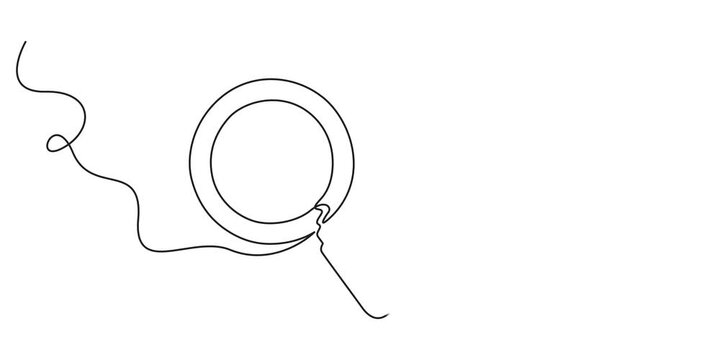One continuous line drawing of magnifying glass. Continuous line drawing of magnifying glass lens. 4K video animation with alpha channel., Animation of a single line drawing of a magnifying glass. Con