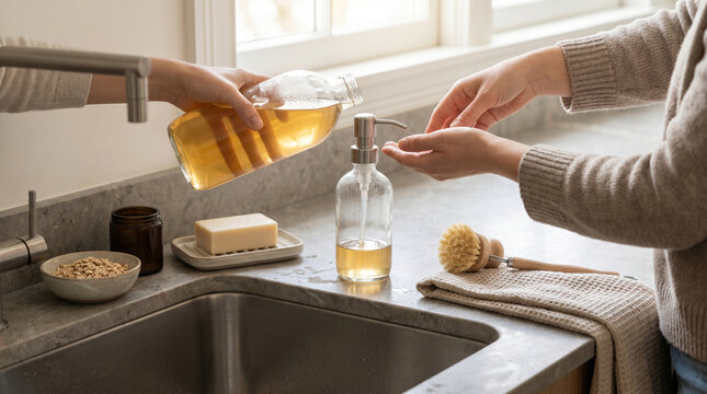 Low Waste Kitchen Wellness Refill Routine At Modern Sink