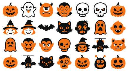 Fototapeta premium A delightful collection of spooky and charming halloween icons perfect for festive decorations and creative projects this october season