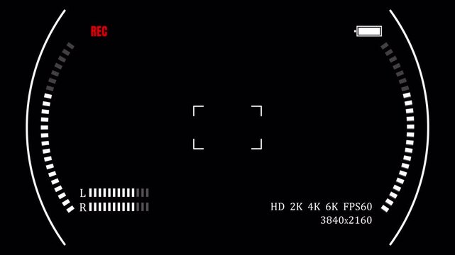 Camera Recording Screen Overlay on Transparent Background, Digital Video Recording HUD Motion Graphic, Minimal Camera REC Interface, 4K Alpha Channel