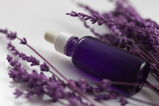 Lavender essential oil bottle for aromatherapy and wellness products
