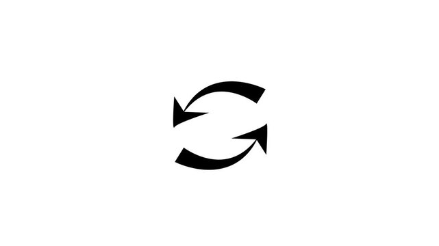 Minimalist refresh animation: rotating arrows symbol for loading, sync, and update processes reload