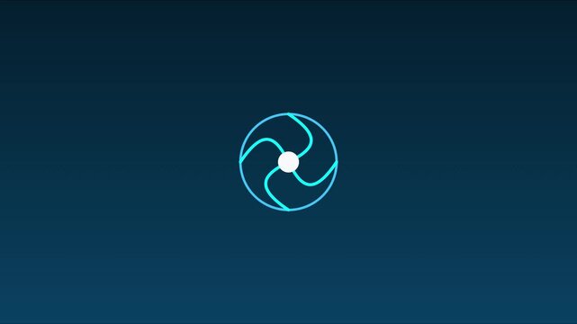 Minimalist rotating loading spinner animation on dark blue 4k background, for web interface, and app ui
