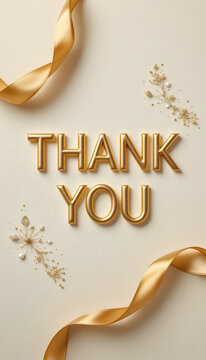Premium Golden Gratitude Typography with Decorative Ribbons