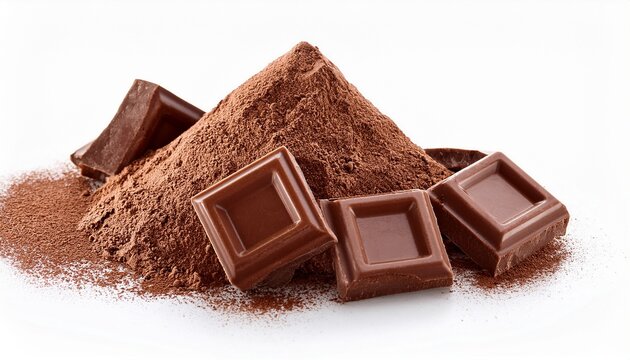 Pieces Of Chocolate Isolated On White