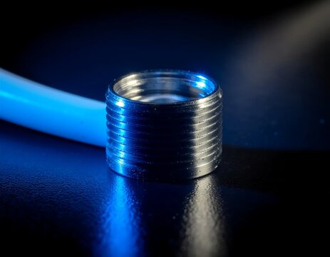 Glowing blue light bulb illuminating dark background.