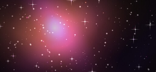 Deep space background, with a vibrant, pink nebula glow, and scattered white, stars of varying, sizes creating a, celestial and cosmic atmosphere © Arthur