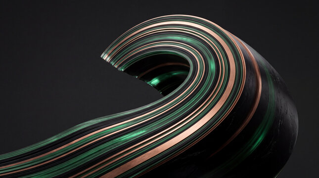 Fractured 3D stone block with luminous green fissures