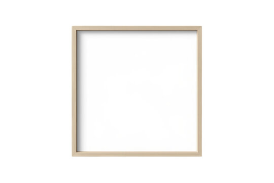 Simple light gold square frame isolated on transparent background