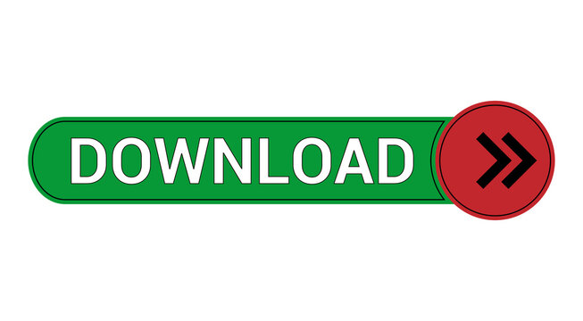 Green Download Button Icon with Arrow Navigation Symbol and User Interface Action Design On Transparent