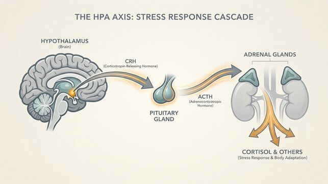 Left-to-Right HPA Axis Stress Response Diagram for Clinical Education
