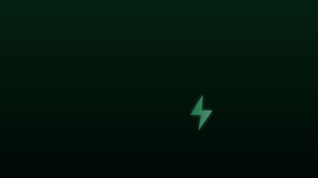 Minimalist green lightning bolt animation with pulsing circle effect for tech and energy concepts 4k