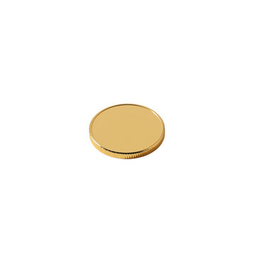 Single shiny gold coin isolated on a solid black background, representing wealth finance, and investment success isolated on a transparent background
