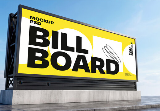 Building Corner Billboard Sign Mockup
