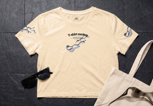 T-Shirt Flat Lay Mockup