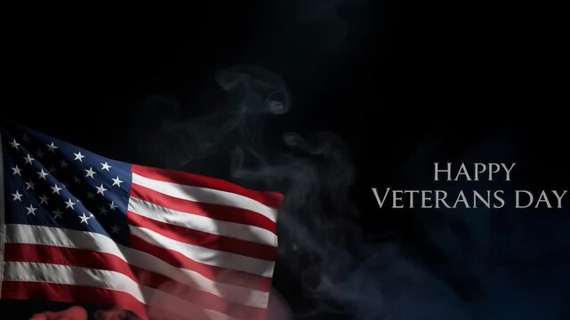 Happy veterans day with waving american flag
