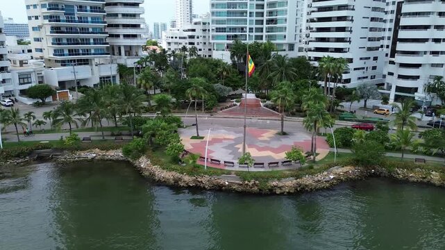 Modern Architecture and High-Rise Buildings in Bocagrande, Cartagena &ndash; Drone View