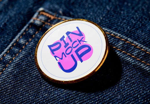 Enamel Pin on Denim Mockup