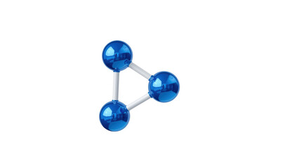 Obraz premium Three blue spheres connected by white rods representing a molecular structure on a plain black background concept isolated on a transparent background