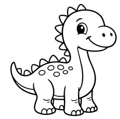 Fototapeta premium Cute Cartoon Dinosaur Line Art Illustration