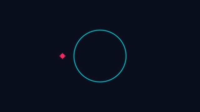 Minimalist neon circle and pulsing target point motion animation 4k background, motion abstract