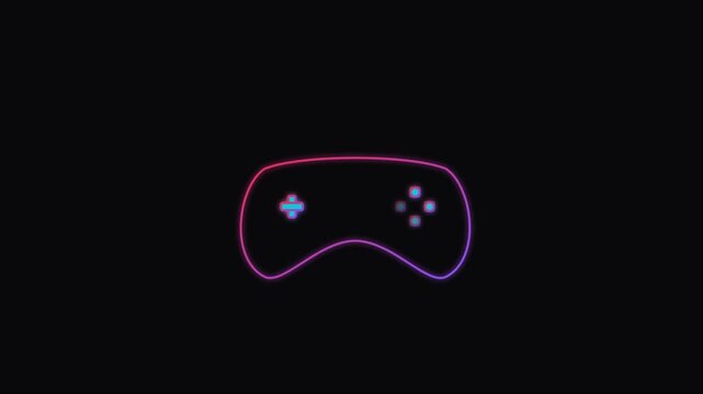 Neon gaming controller outline animation: vibrant cyberpunk style digital for esports and streaming 4k