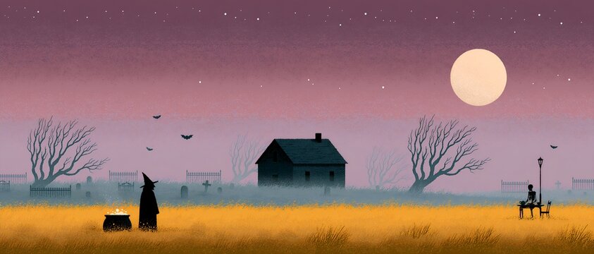 Nightly countryside view with lone human