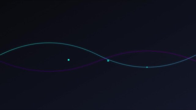 Abstract neon wave motion animation 4k background, with pulsing light, particles and glowing, sine curves